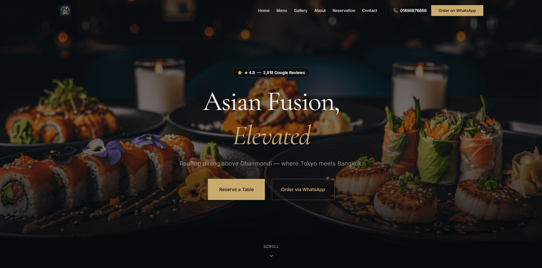 Avano restaurant website online ordering interface screenshot